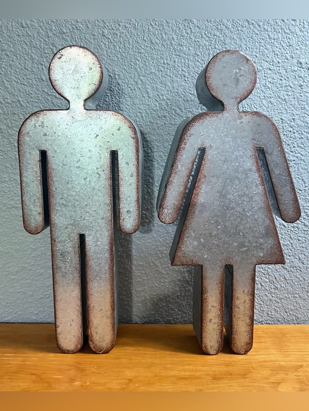 Galvanized Marquee His and Hers Symbols Restaurant Restroom Metal Signs 14” - Picture 2 of 11